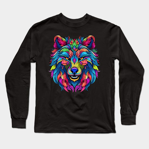 Wolf Smiling Long Sleeve T-Shirt by JH Mart